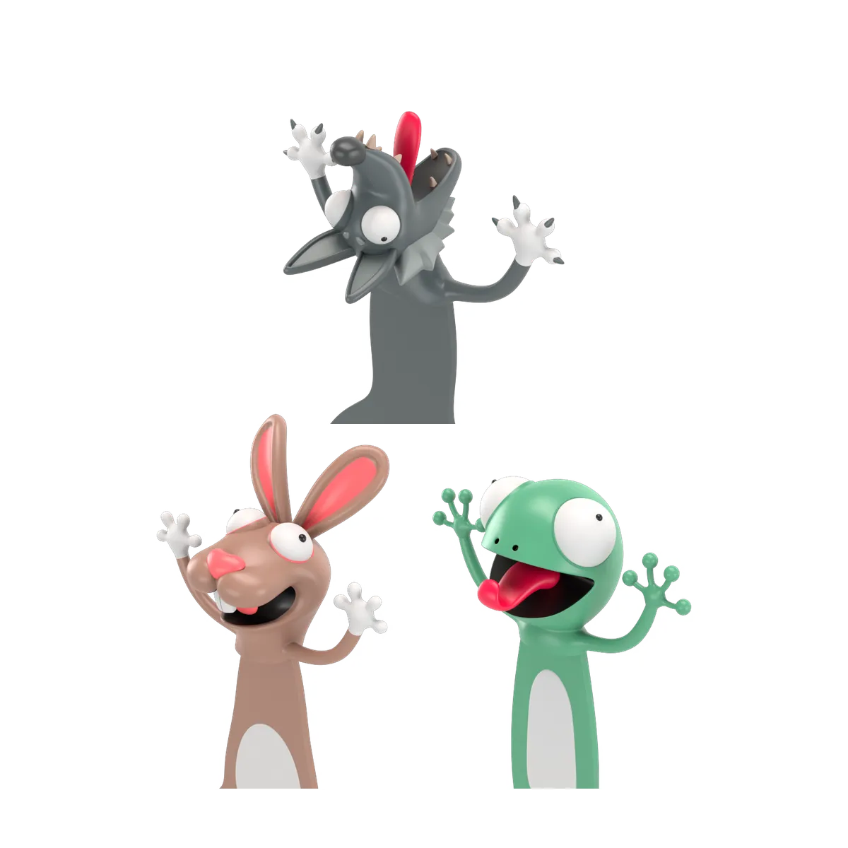 Lesezeichen Sets - 3er Hase Kojote Gecko