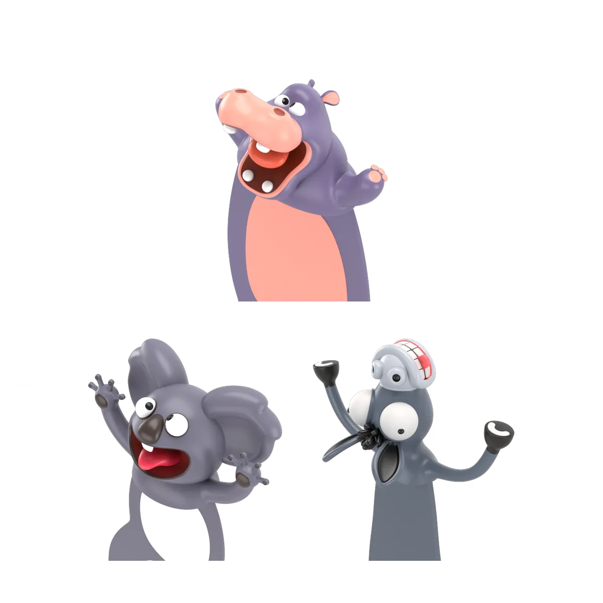 Lesezeichen Sets - 3er Koala Flusspferd Esel