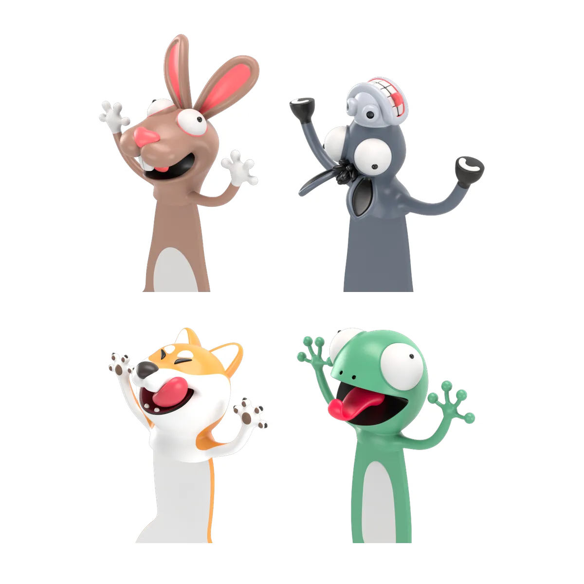 Lesezeichen Sets - 4er Hase Esel Hund Gecko