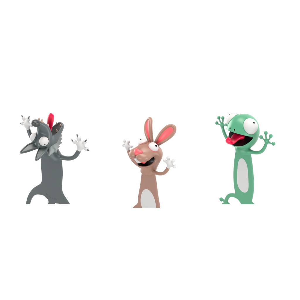 [CT2017-HKG] Lesezeichen Sets - 3er Hase Kojote Gecko (Faltverpackung)