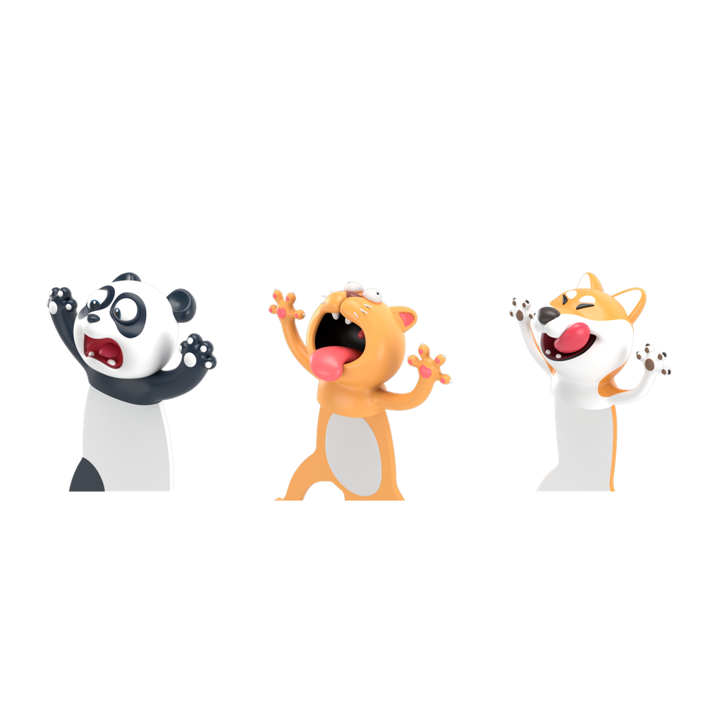 [CT2017-KHP] Lesezeichen Sets - 3er Katze Hund Panda (Faltverpackung)
