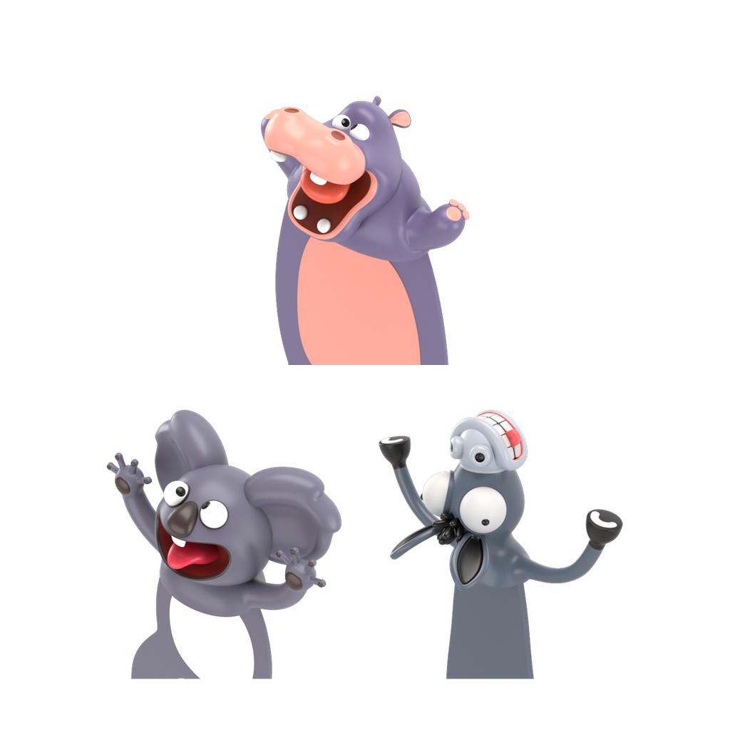 Lesezeichen Sets - 3er Koala Flusspferd Esel