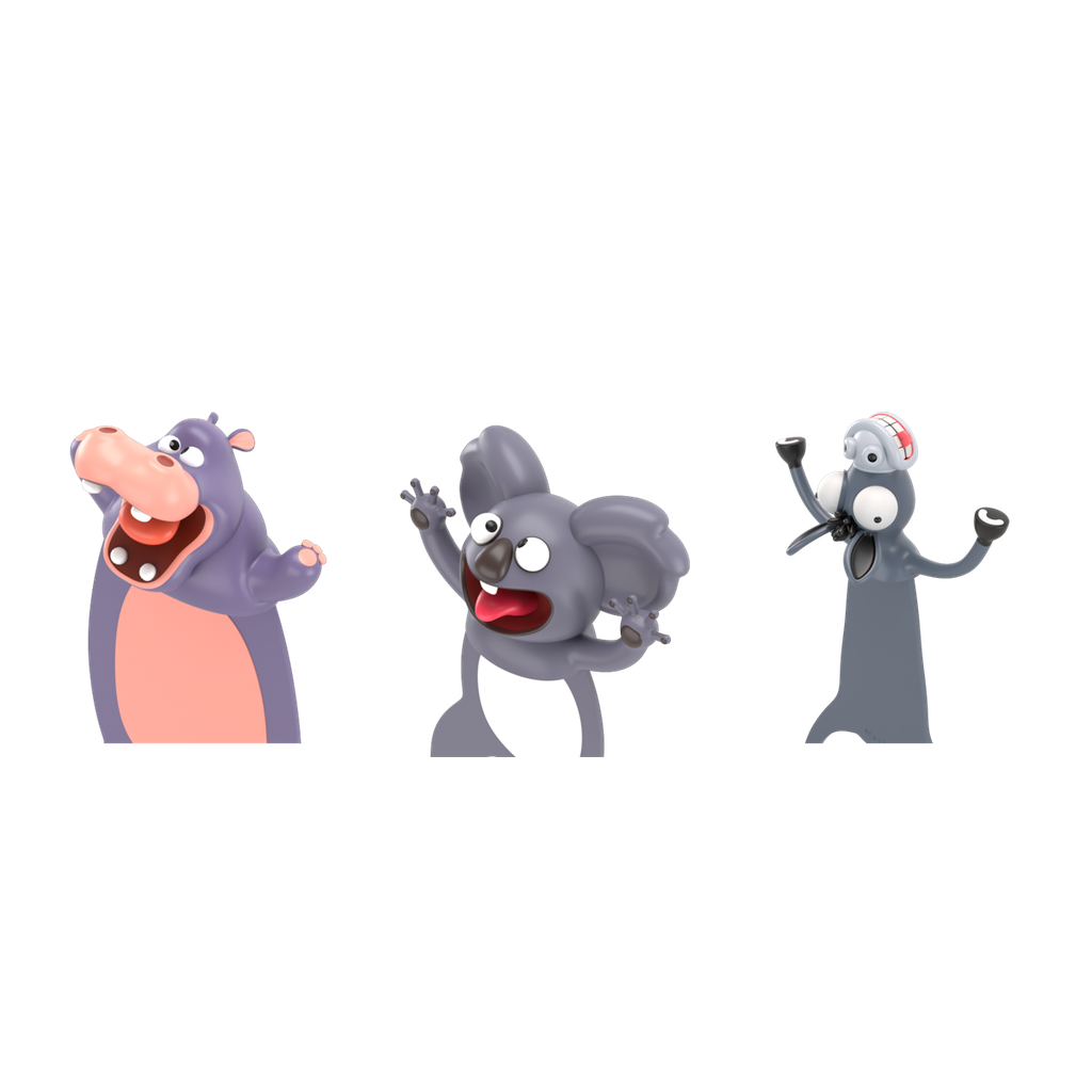 [CT2017-KFE] Lesezeichen Sets - 3er Koala Flusspferd Esel (Faltverpackung)