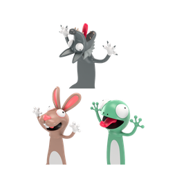 3er-Set Hase, Kojote, Gecko